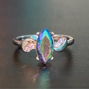 Fragrant Jewels Tarot Ring Blue/Silver- Size 6.